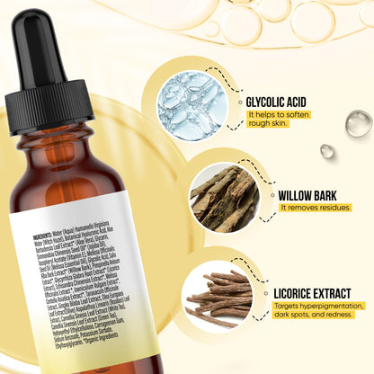 Clear Skin & Redness Relief Serum with Glycolic Acid, Wilow Bark & Licorice Extract